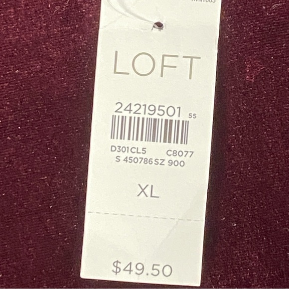 NEW Loft Velour Top Plum Short Sleeve Drawstring Waist Sz XL - Picture 7 of 9